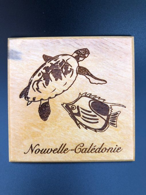 Dessous de verre en bois « tortue et poisson » – Laser Art Pacific