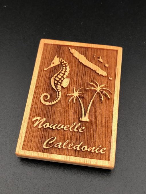 Magnet "hippocampe et cocotier" en bois calédonien