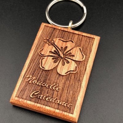 Porte-clés en bois "hibiscus" - Laser Art Pacific