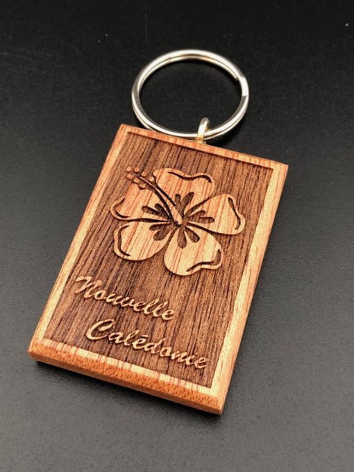 Porte-clés en bois "hibiscus" - Laser Art Pacific