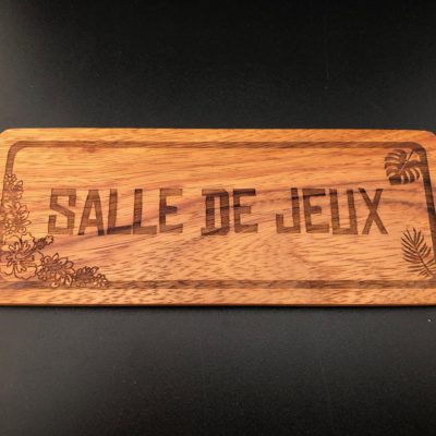 Plaque de porte "Salle de jeux" en bois - Laser Art Pacific