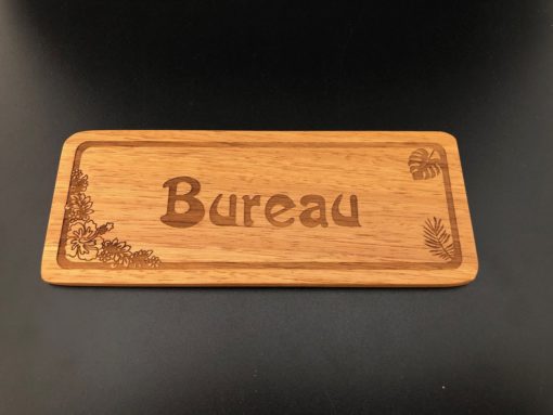 Plaque de porte "Bureau" en bois - Laser Art Pacific