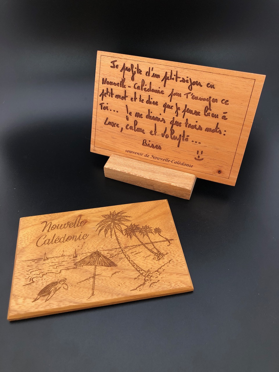 Carte postale en bois personnalisée "Plage & Tortue ...