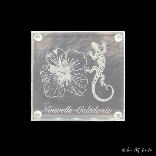 Dessous de verre en verre "Hibiscus & Gecko"