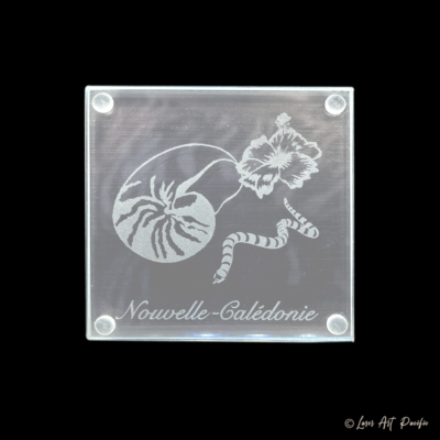 Dessous de verre en verre "Nautile & Tricot Rayé"