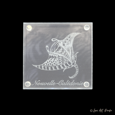 Dessous de verre en verre "Raie Manta Tribale"