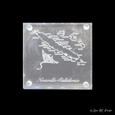 Dessous de verre en verre "Raie Manta & Carte NC"