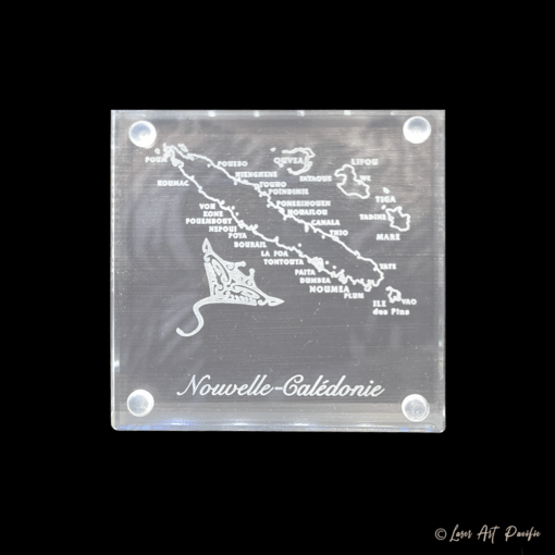 Dessous de verre en verre "Raie Manta & Carte NC"
