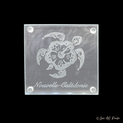 Dessous de verre en verre "Tortue Hibiscus"