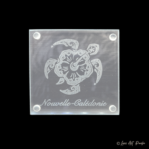 Dessous de verre en verre "Tortue Hibiscus"