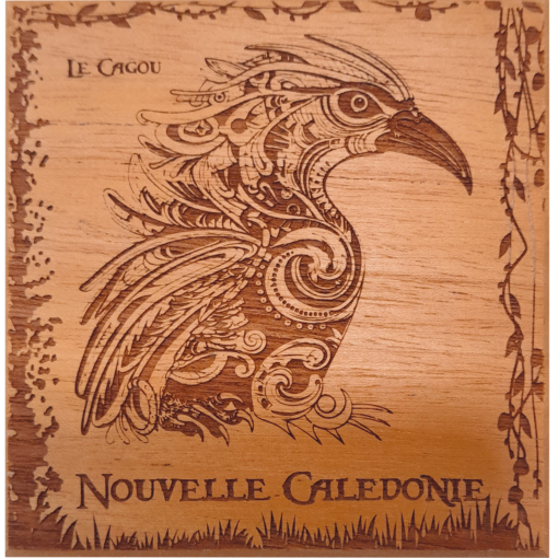 Dessous de verre en bois "Cagou" - Laser Art Pacific