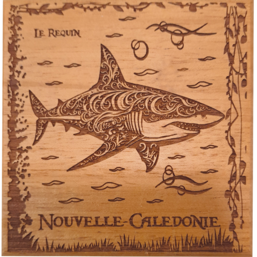 Dessous de verre en bois "Requin" - Laser Art Pacific