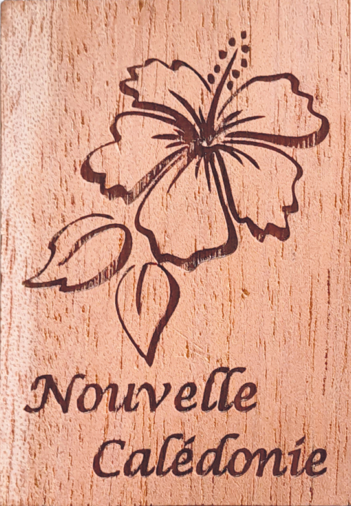 Magnet "HIBISCUS" en bois local - Laser Art Pacific
