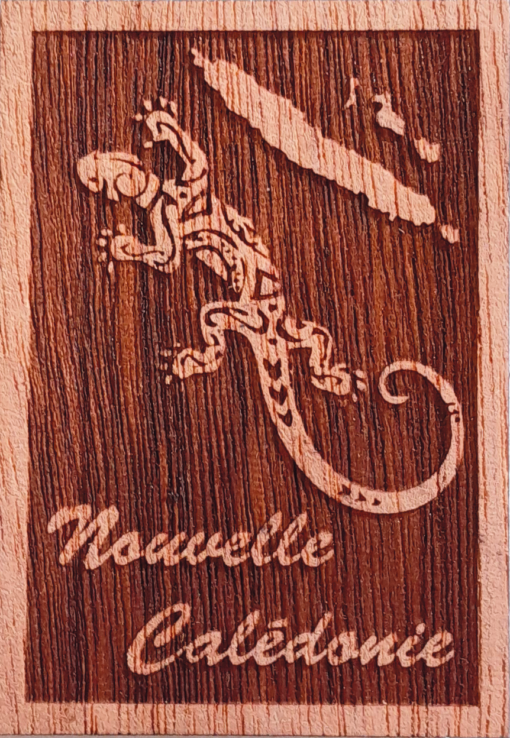Magnet "GECKO + CARTE 2" en bois local - Laser Art Pacific