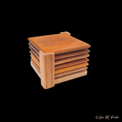 Coffret x 6 dessous de verre en bois