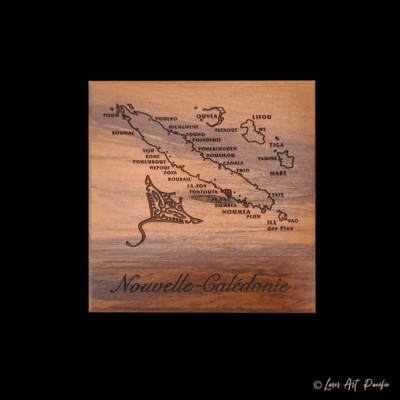 Dessous de verre en bois "Raie & Carte NC"