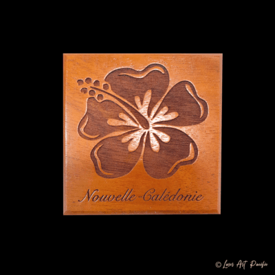 Dessous de verre en bois "Hibiscus"