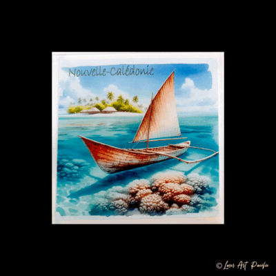 Dessous de verre imprimé "Pirogue"