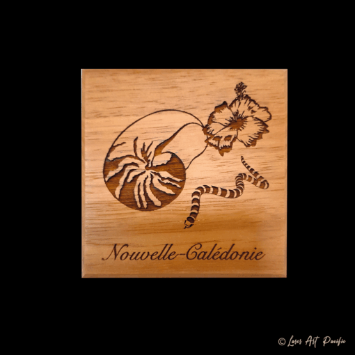Dessous de verre en bois "Nautile & Tricot rayé"