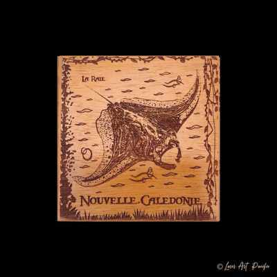 Dessous de verre en bois  "Raie Manta 1"