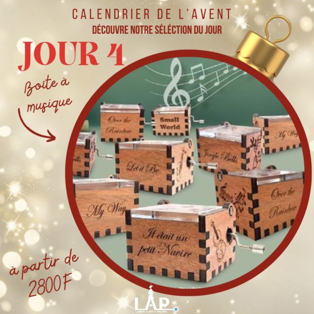 🎅[ 𝓘𝓭𝓮́𝓮 🎁𝓬𝓪𝓭𝓮𝓪𝓾🎁 𝓝°4 ]🎅

𝗕𝗼𝗶̂𝘁𝗲 𝗮̀ 𝗺𝘂𝘀𝗶𝗾𝘂𝗲 𝗽𝗲𝗿𝘀𝗼𝗻𝗻𝗮𝗹𝗶𝘀𝗮𝗯𝗹𝗲
* Plusieurs mélodies disponibles

📣𝐷𝑖𝑠𝑝𝑜𝑛𝑖𝑏𝑙𝑒 𝑎̀ 𝑛𝑜𝑡𝑟𝑒 𝑠ℎ𝑜𝑤𝑟𝑜𝑜𝑚 𝑑𝑒 𝑁𝑜𝑟𝑚𝑎𝑛𝑑𝑖𝑒 🛖🌳

📞 28.56.04
✉️ contact@lap.nc
📍 Rue Martial Danton - Normandie - Nouméa
𝐂h𝐚n𝐠e𝐦e𝐧t d'h𝐨r𝐚i𝐫e𝐬 𝐩o𝐮r l𝐞s f𝐞̂t𝐞s d𝐞 𝐟i𝐧 𝐝'𝐚n𝐧é𝐞
🕒 De 7h00 à 18h00 du Lundi au Vendredi
🕒 De 8h00 à 17h00 le samedi

🎅 #cadeaudenoel 🎅
⚒ #artisanat #ardici ⚒
☀️ #nouvellecaledonie ☀️